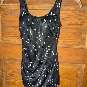 Black and White Patterned Women's One Piece Swimsuit